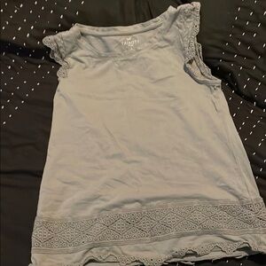 Talbots Light Sage Lace Trim Tank Top